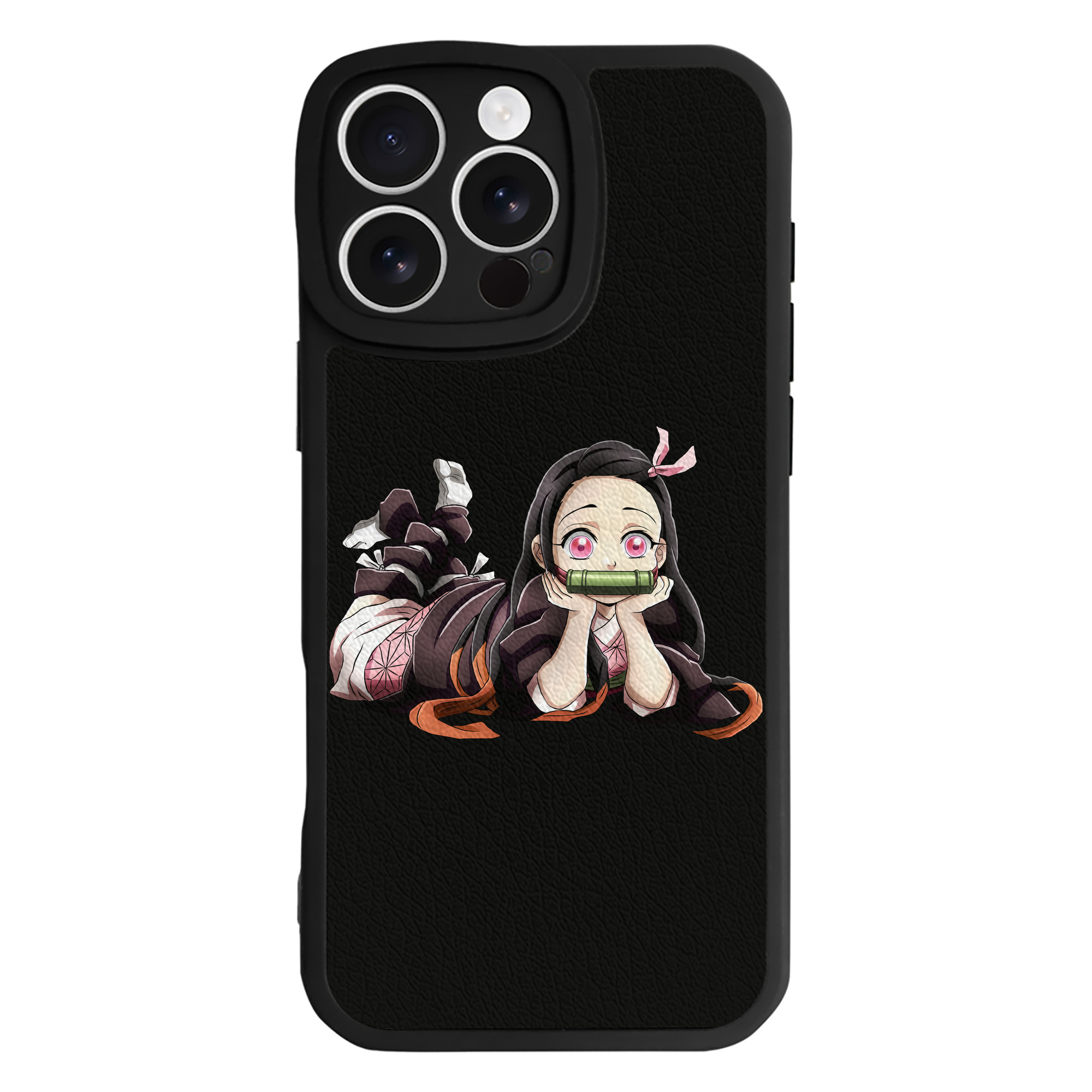 （画像用） 鬼滅の刃（きめつのやいば）竈門 禰󠄀豆子／かまど ねずこ Kamado Nezuko 【iPhone 16シリーズ対応】シリコンスマホケース（レザー調） 材質：シリコン